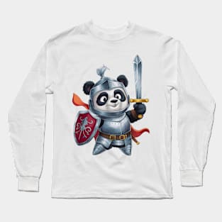 Knight Panda - Valiant Defender - Medieval Warrior Panda Tee Long Sleeve T-Shirt